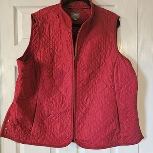 J. Jill Women's Vibrant Red Quilted Vest